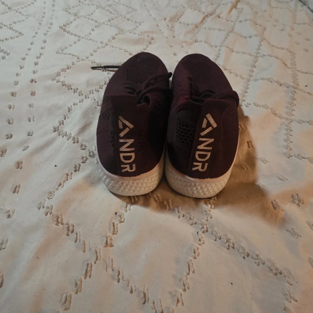 AND  Maroon Knit Lace-Up Sneakers with White Soles
